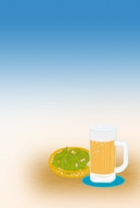 ビールと枝豆(無地）